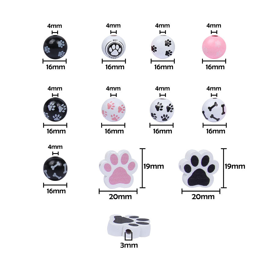 Wholesale 20pcs Dog Feet Bone Head Pet Wooden Beads